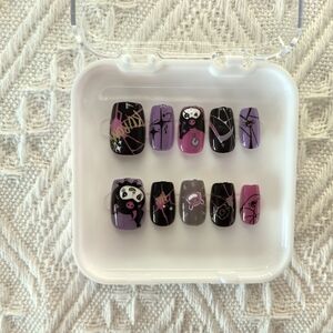 Cute Black and Purple Press-On Nail